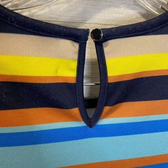 CeCe by Cynthia Steffe Women's Casual Crew Neck Short‎ Sleeve Stripe Shift - Picture 7 of 8